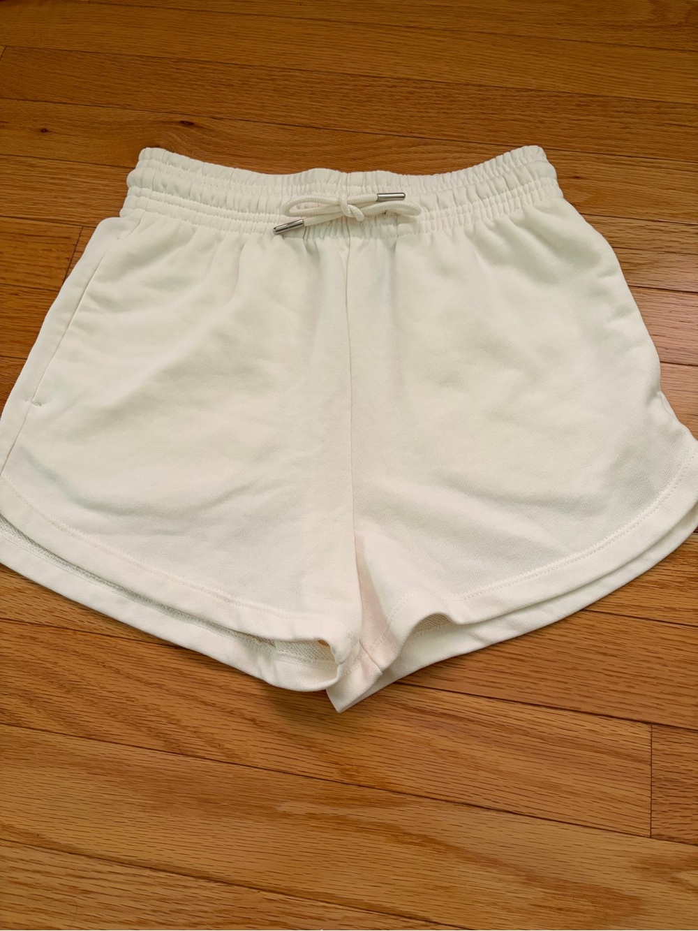 H&M White Athletic Drawstring Shorts in Off-White, size XS
